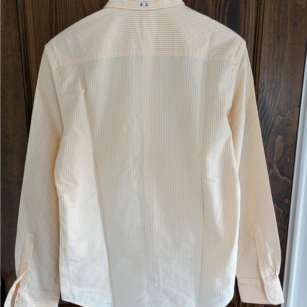 Club Monaco Men's Orange/Beige Striped Button Down Oxford Shirt - Picture 4 of 4